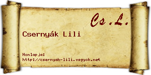 Csernyák Lili névjegykártya